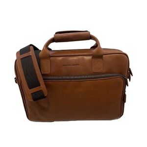 Johnston & Murphy Rhodes Briefcase. Tan Full Grain Leather